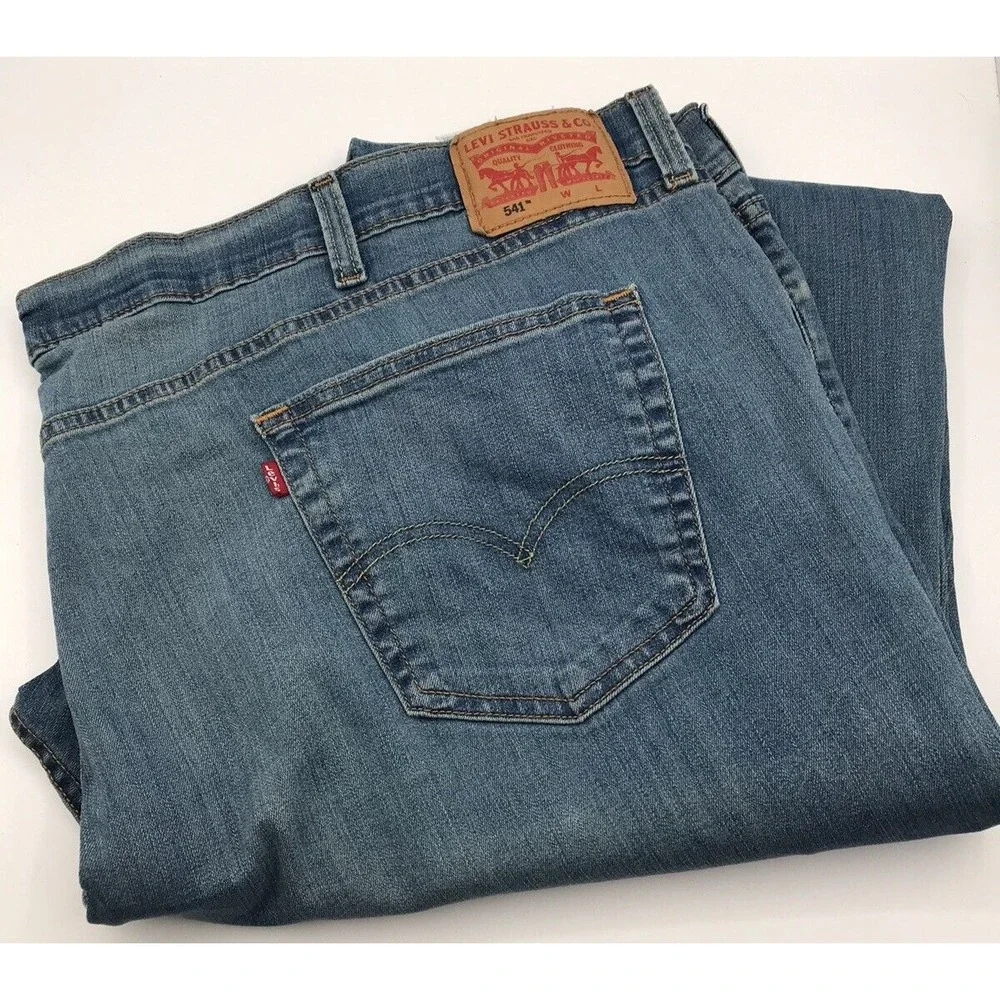 Levis 541 Jeans Men 56x30 (FIT 54x28) BIG TALL Athletic Taper Stretch Light Blue